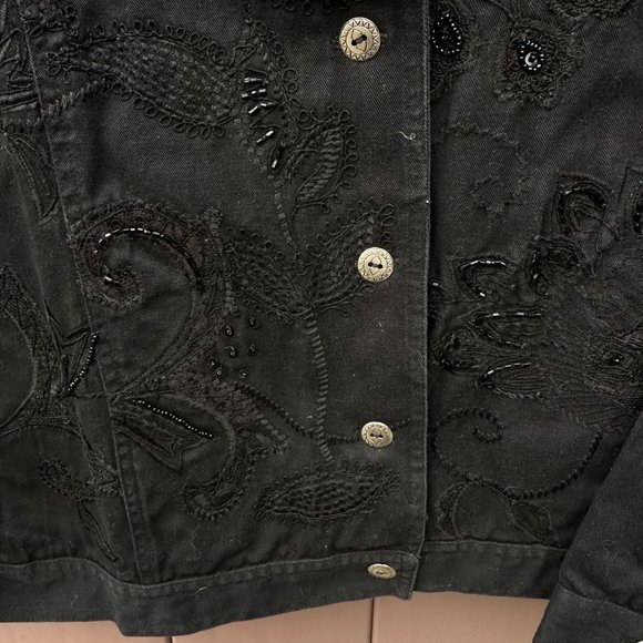 Laura Ashley Black Jean Jacket - Picture 8 of 12